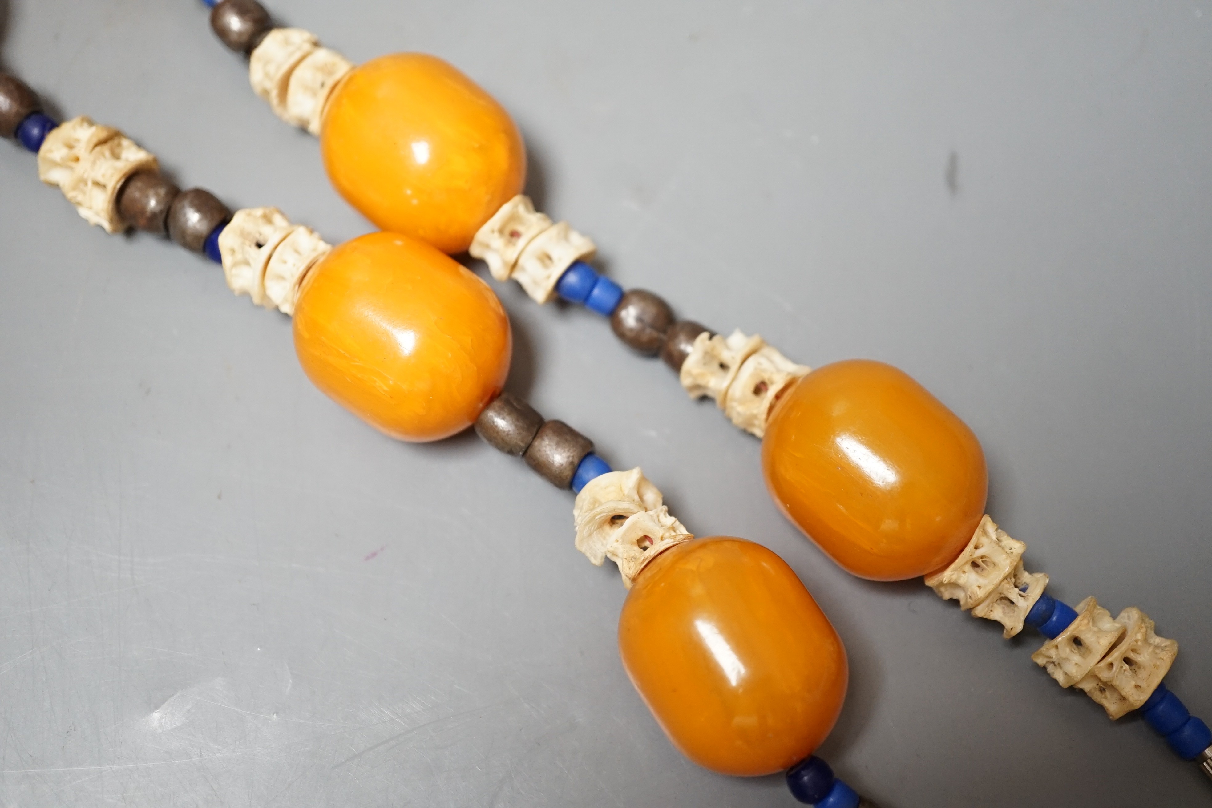 A faux Amber and bone necklace